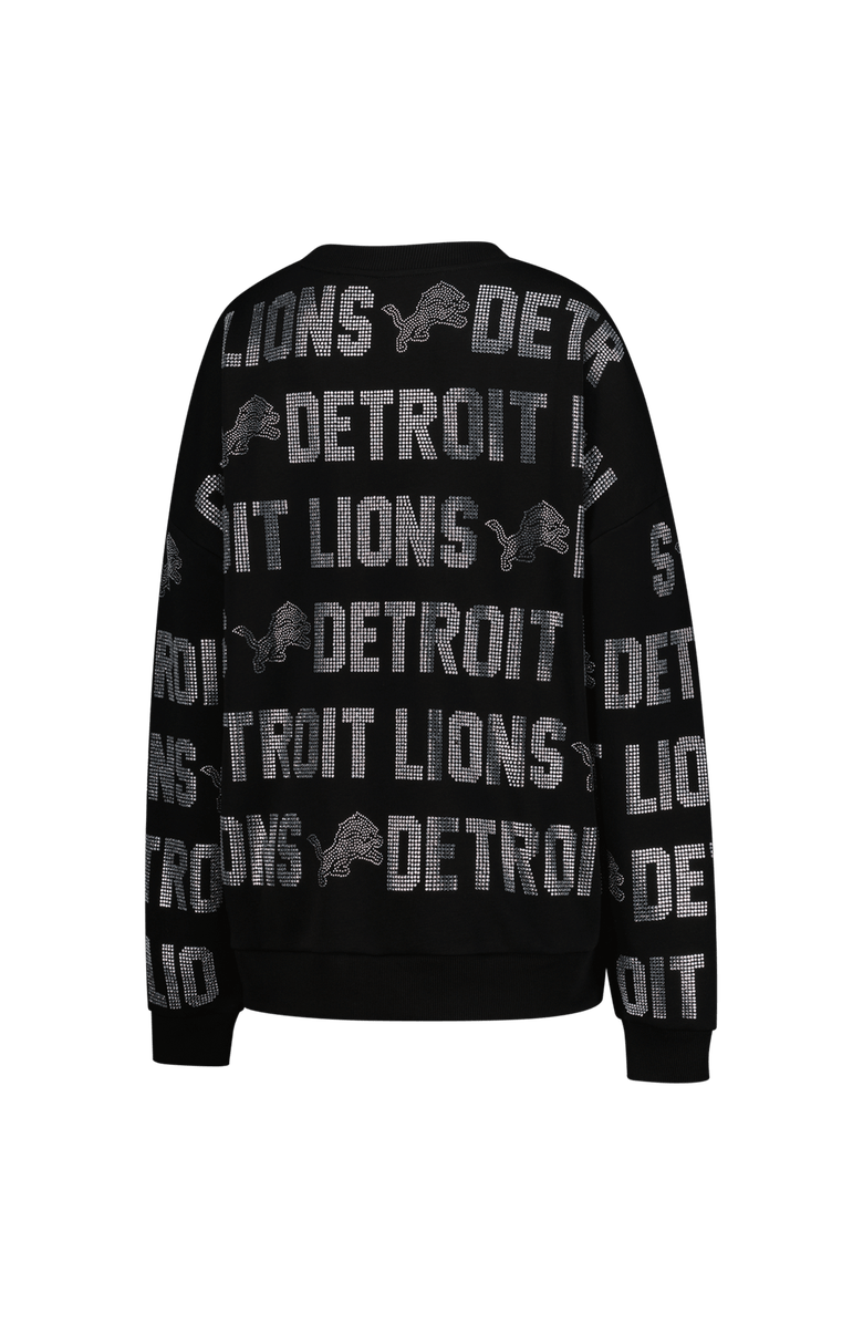 GAMEDAY COUTURE Women's Gameday Couture Black Detroit Lions Oversized Hype Era Rhinestone Text Sweatshirt, Alternate, color, Black