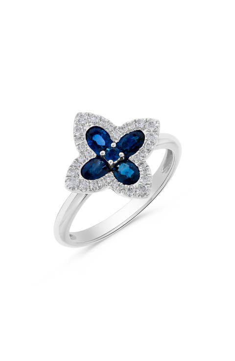 Diamond & Sapphire Flower Ring