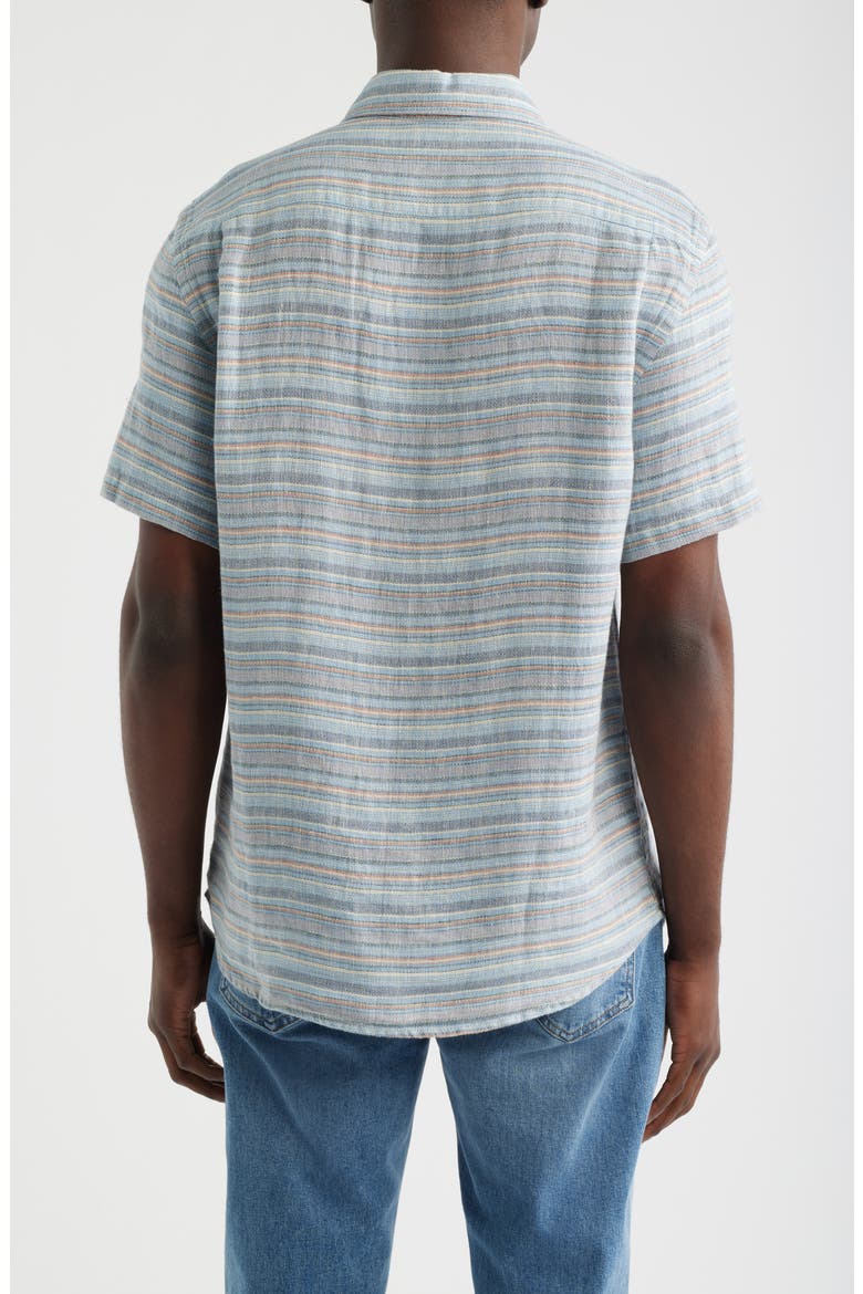 Palma Linen Short Sleeve Button-Up Shirt, Alternate, color, BLUE GULF STRIPE