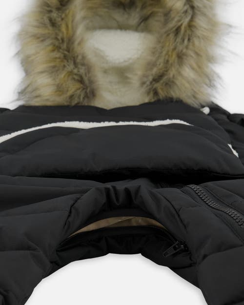 Deux Par Deux Gender Inclusive One-piece Snug Snowsuit Designed For Car Seat In Black