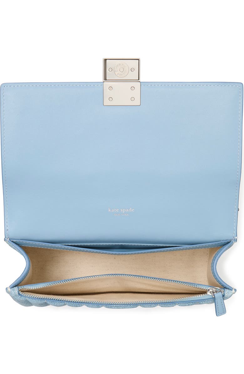 Kate Spade New York deco quilted denim suede convertible chain crossbody bag, Alternate, color,