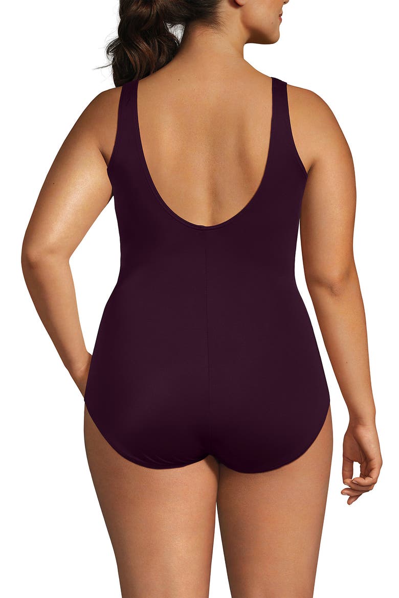 Plus Size DD-Cup Chlorine Resistant Scoop Neck Soft Cup Tugless Sporty One Piece Swimsuit, Alternate, color, Dark Wine