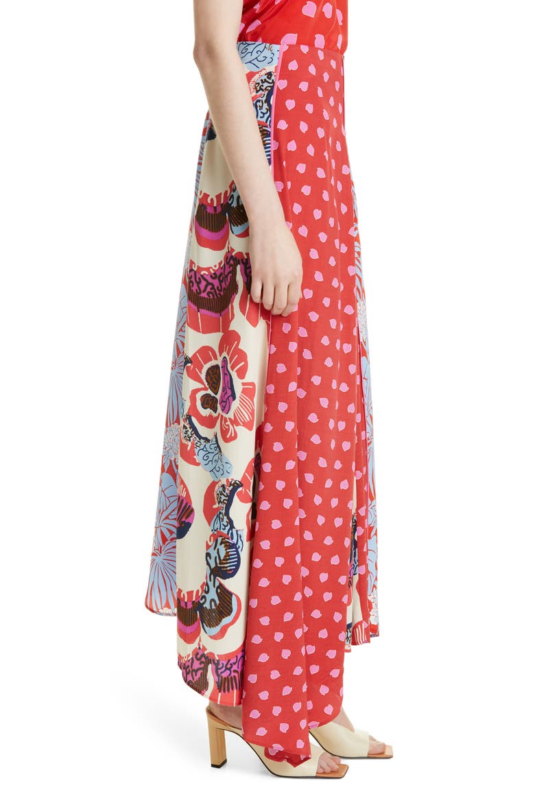 Jeffery Mix Print Asymmetrical Skirt, Alternate, color, PALM MEDIUM/ CHICKPEA DOT