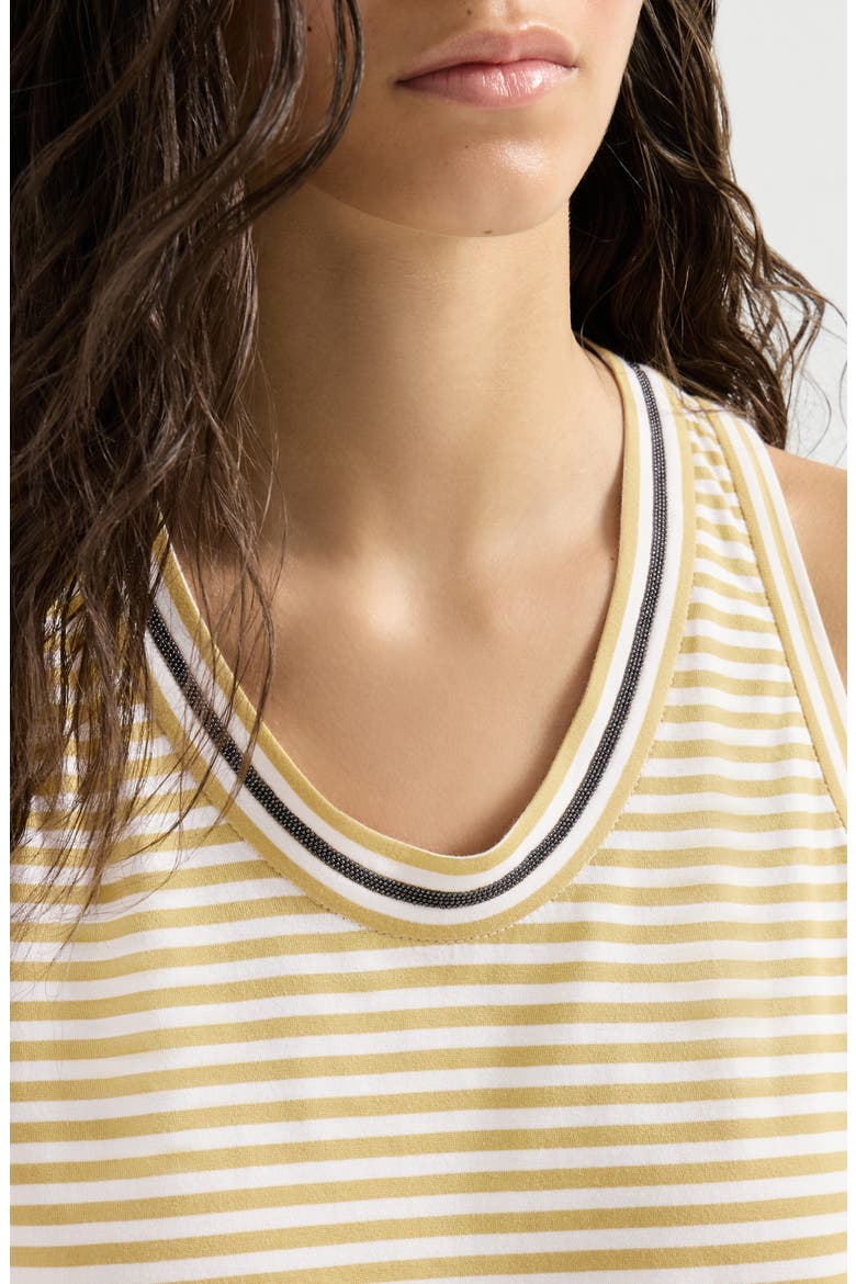 Striped jersey top with monili, Alternate, color, Yellow