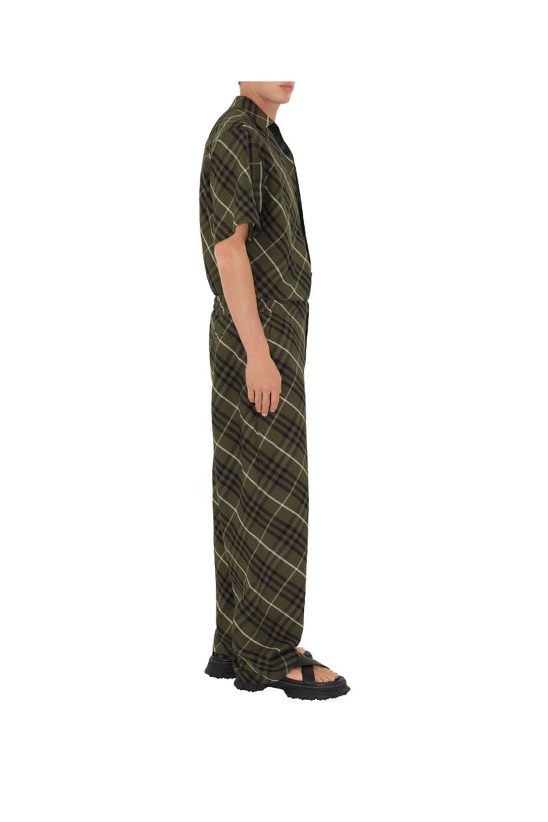 Check Linen Tailored Trousers, Alternate, color, Olive
