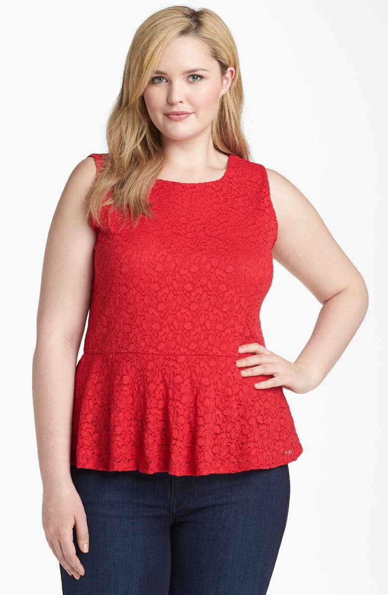 Vince Camuto Lace Peplum Top, Main, color, 