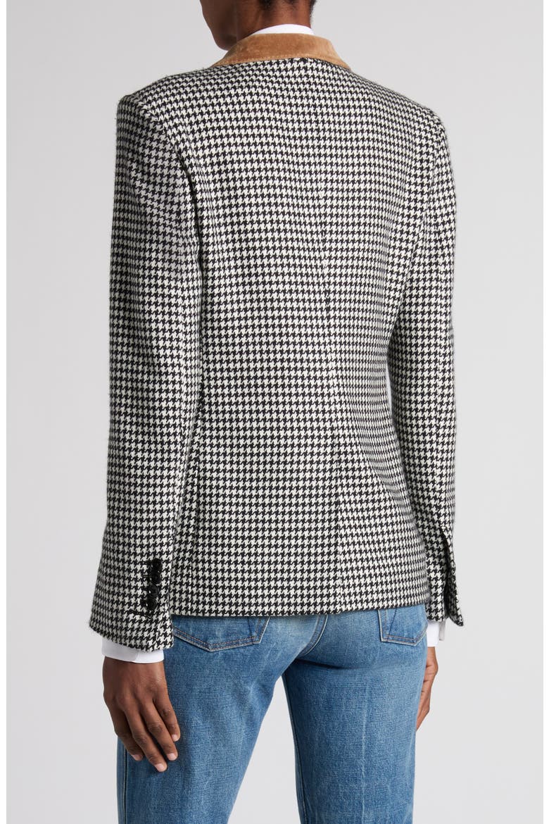 Cashmere Houndstooth Boyfriend Jacket, Alternate, color, BLACK/ WHITE