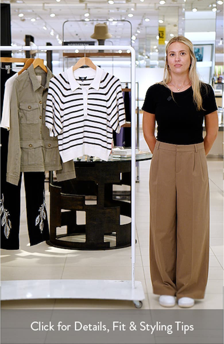 Birch Stripe Short Puff Sleeve Polo Sweater, sales video thumbnail