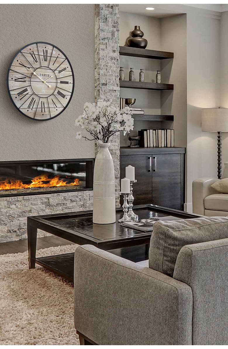 SORBUS Metal & Solid Wood Wall Clock, Alternate, color,