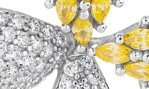 Sterling Forever Heidi Cubic Zirconia Flower Stud Earrings In Rhodium Plated