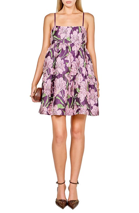 Floral Jacquard Sleeveless Minidress