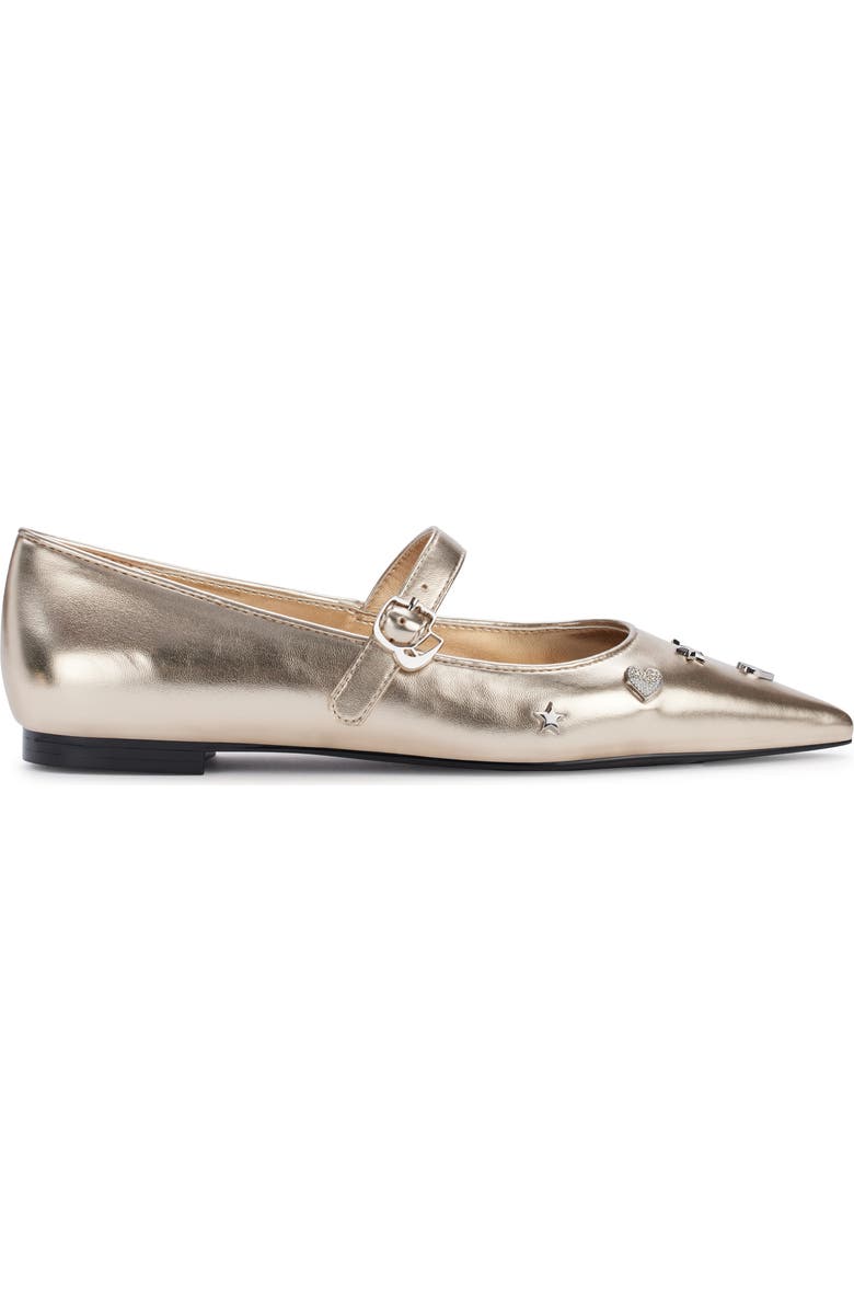 KARL LAGERFELD PARIS Veyda Pointed Toe Mary Jane Flat, Alternate, color, White Gold