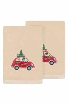 2-Piece Red Car Turkish Cotton Hand Towel Set