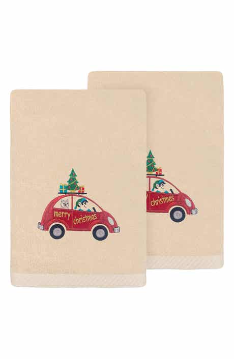 2-Piece Red Car Turkish Cotton Hand Towel Set