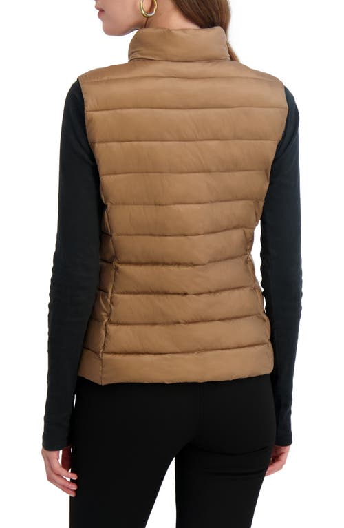 Tahari Billy Quilted Puffer Vest In Brown