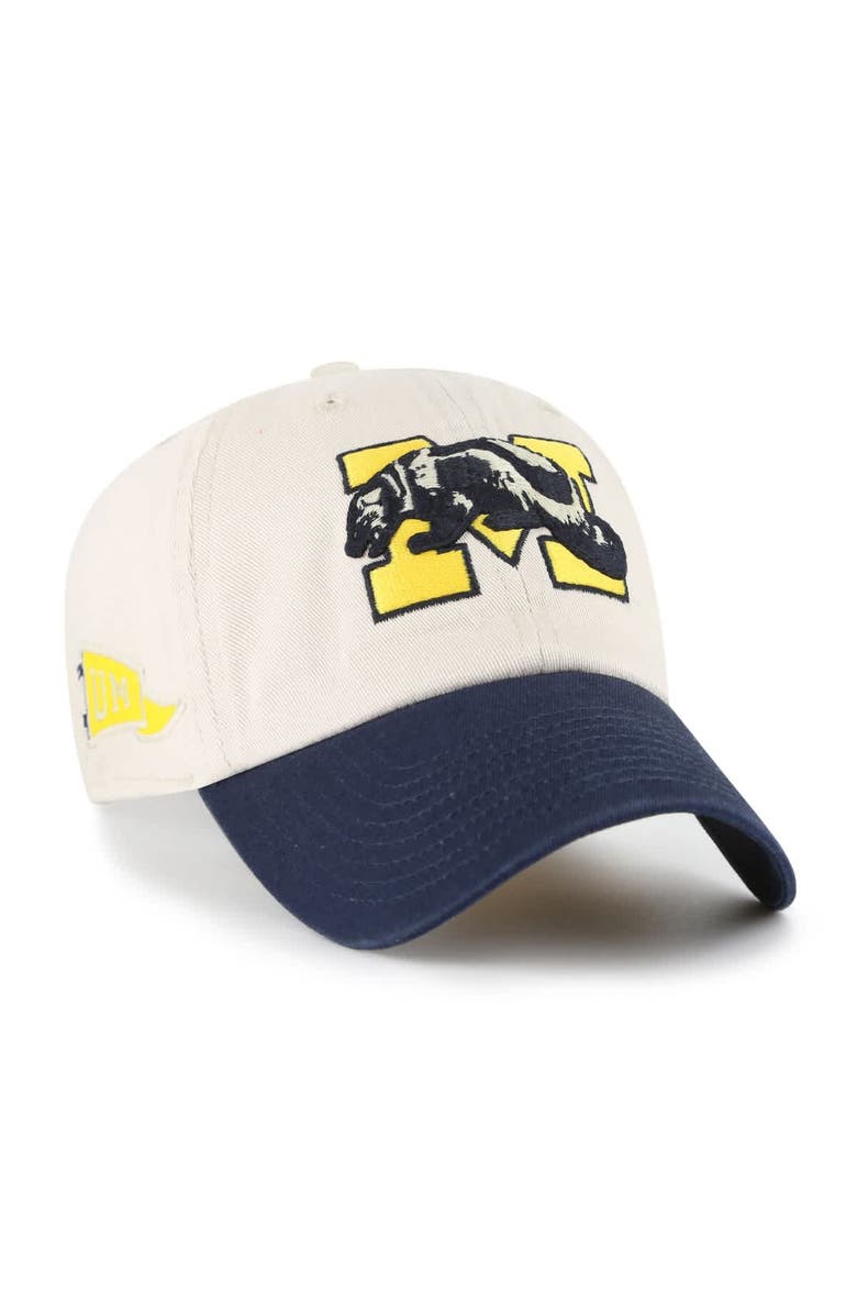 '47 Men's '47 Cream Michigan Wolverines Grand Stand Clean Up Adjustable Hat, Main, color, 