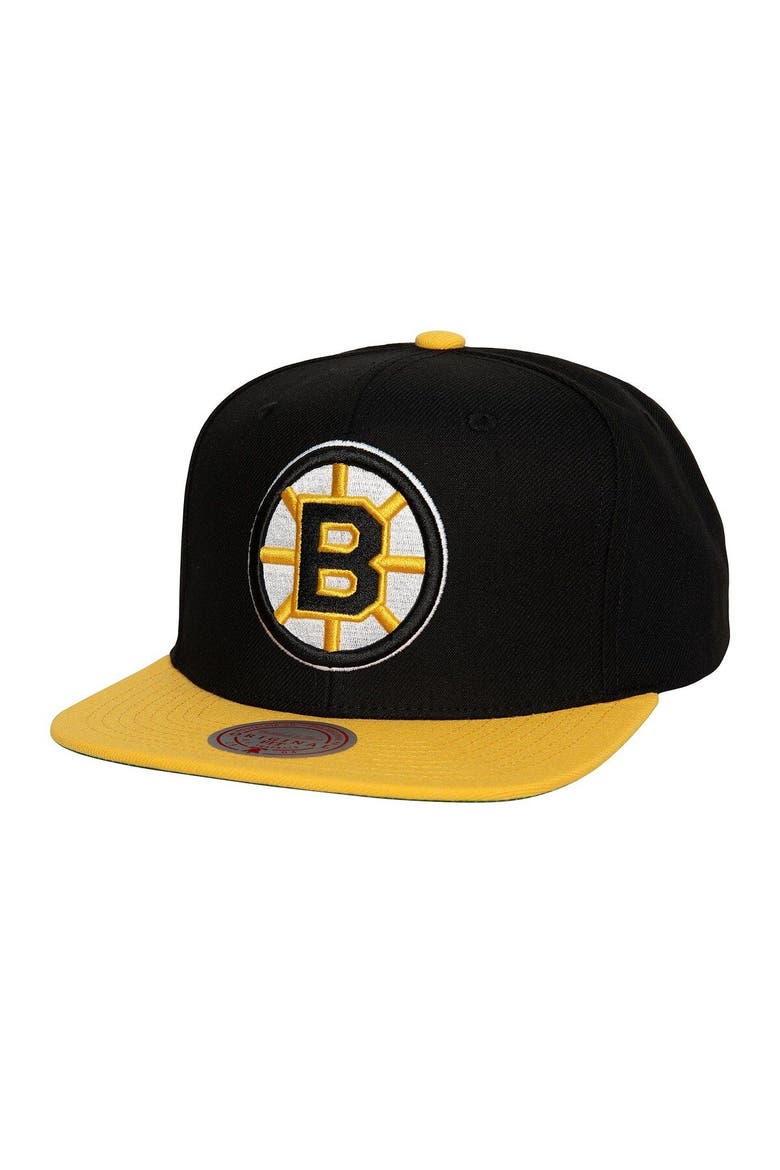 Men's Mitchell & Ness Black Boston Bruins Core Team Ground 2.0 Snapback Hat, Main, color, Black