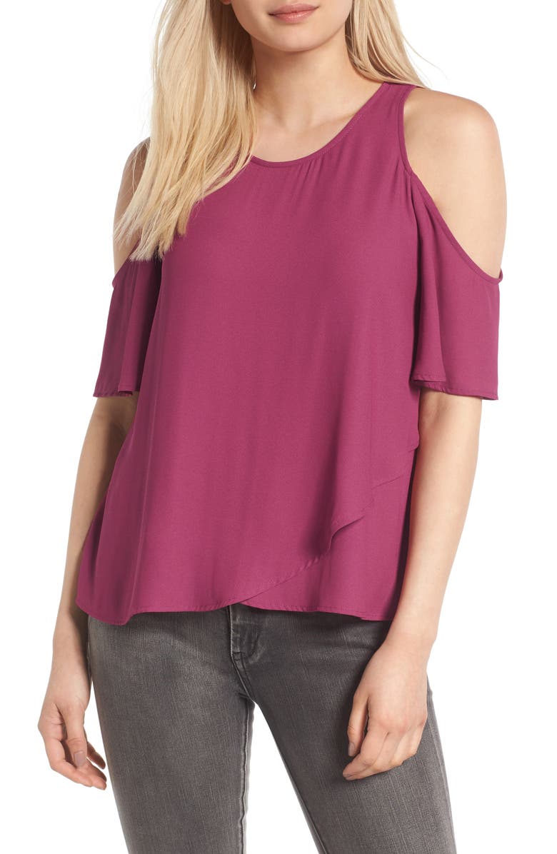 All in Favor Cold Shoulder Top, Main, color, 