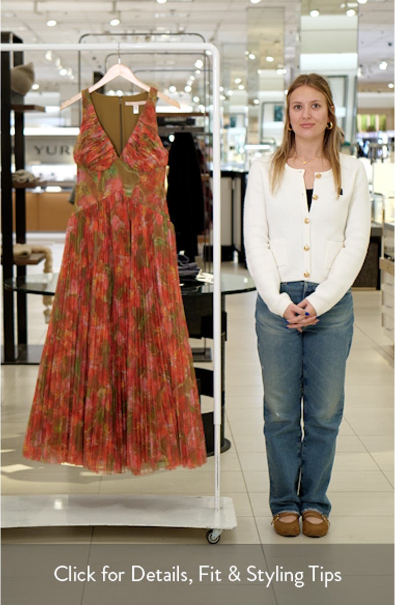 Eliana Floral Pleated Gown, sales video thumbnail