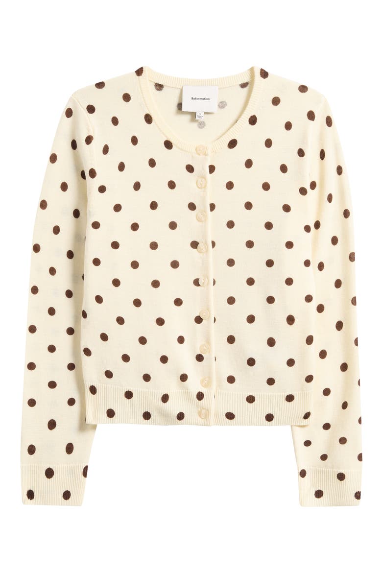 Bernadette Polka Dot Wool Cardigan, Alternate, color, BROWNIE DOT