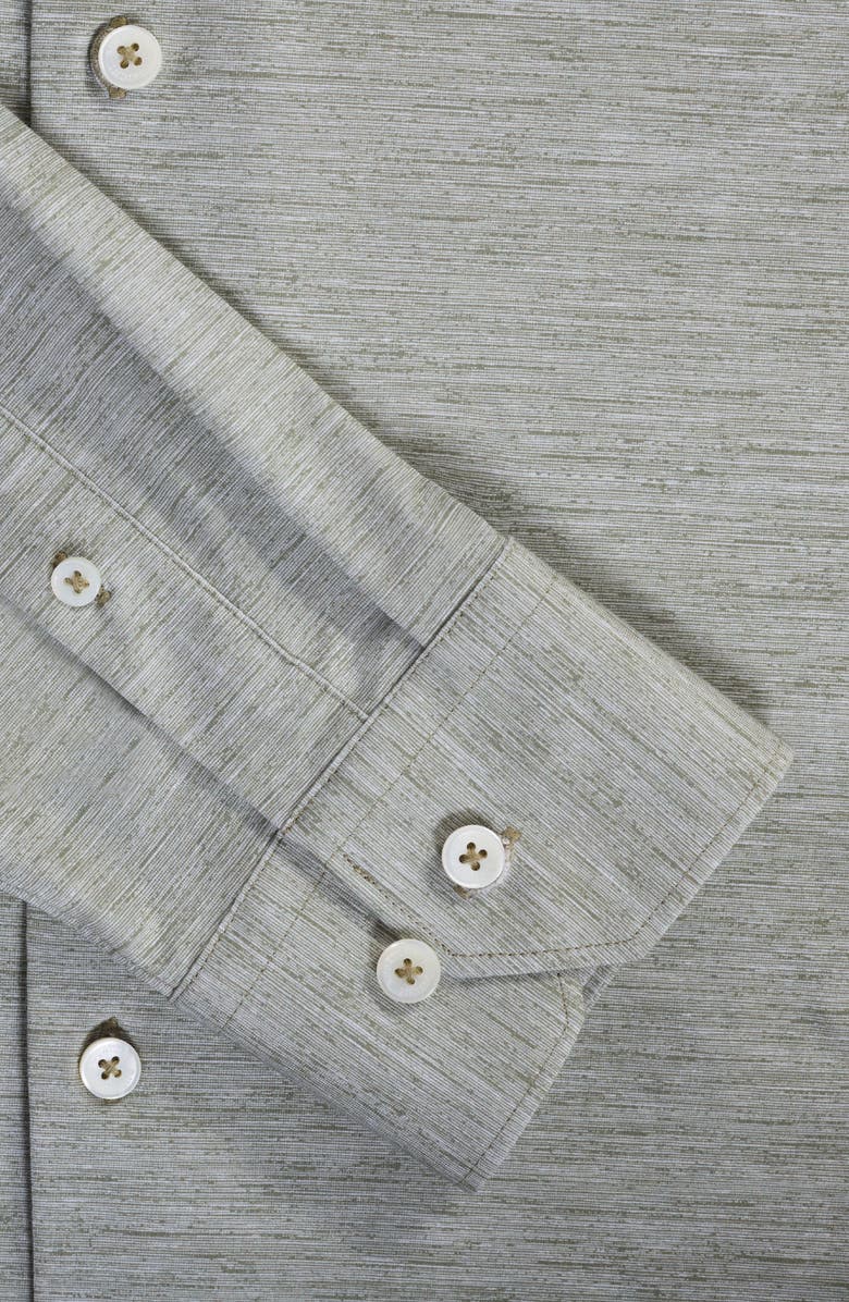 Bugatchi James OoohCotton<sup>®</sup> Space Dye Button-Up Shirt, Alternate, color, Khaki