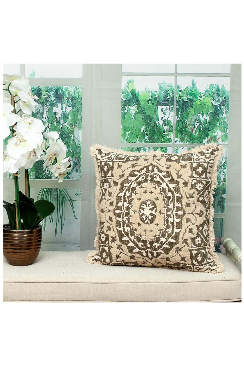 Abu Cotton Throw Pillow, Alternate, color, BEIGE