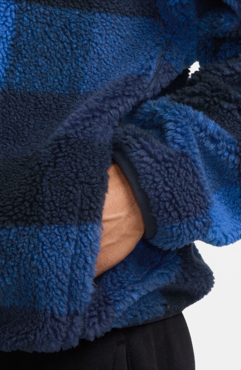 Nike Club Plaid Therma-FIT Fleece Half Zip Pullover, Alternate, color, Dark Obsidian/ Game Royal