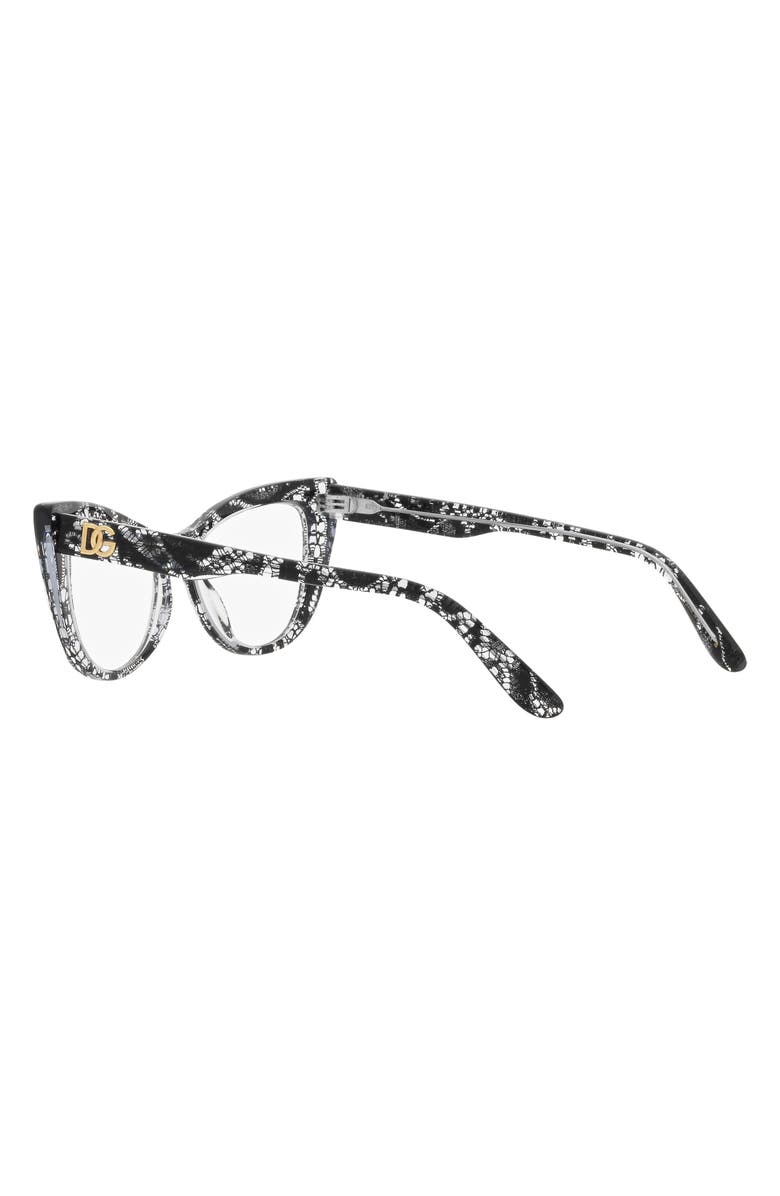 Dolce&Gabbana 54mm Cat Eye Optical Glasses, Alternate, color, Black Lace