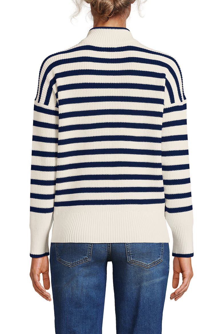 Drifter Cotton Quarter Zip Pullover Sweater, Alternate, color, Ivory/Navy Stripe