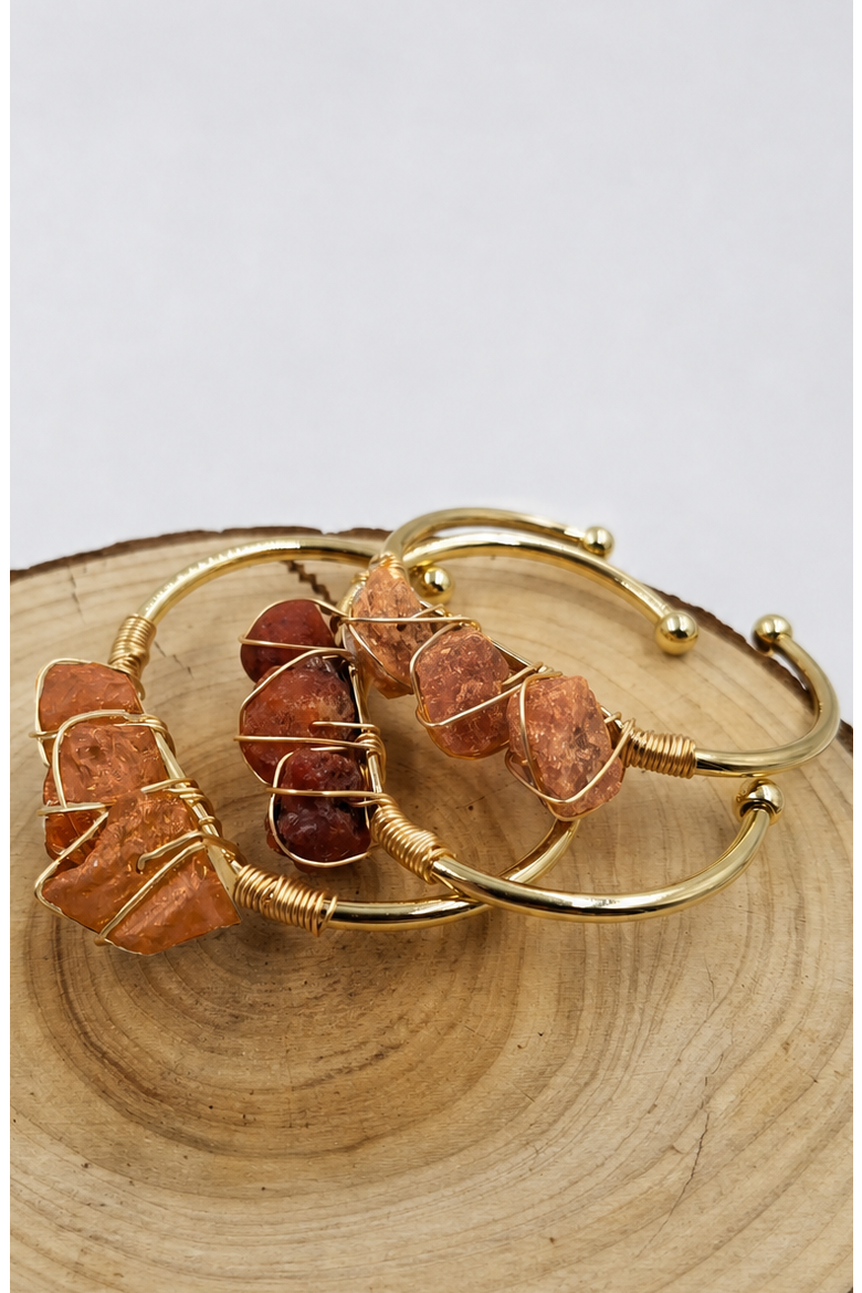 Gemstone Wire Wrapped Bracelet, Alternate, color, Carnelian Yellow Gold