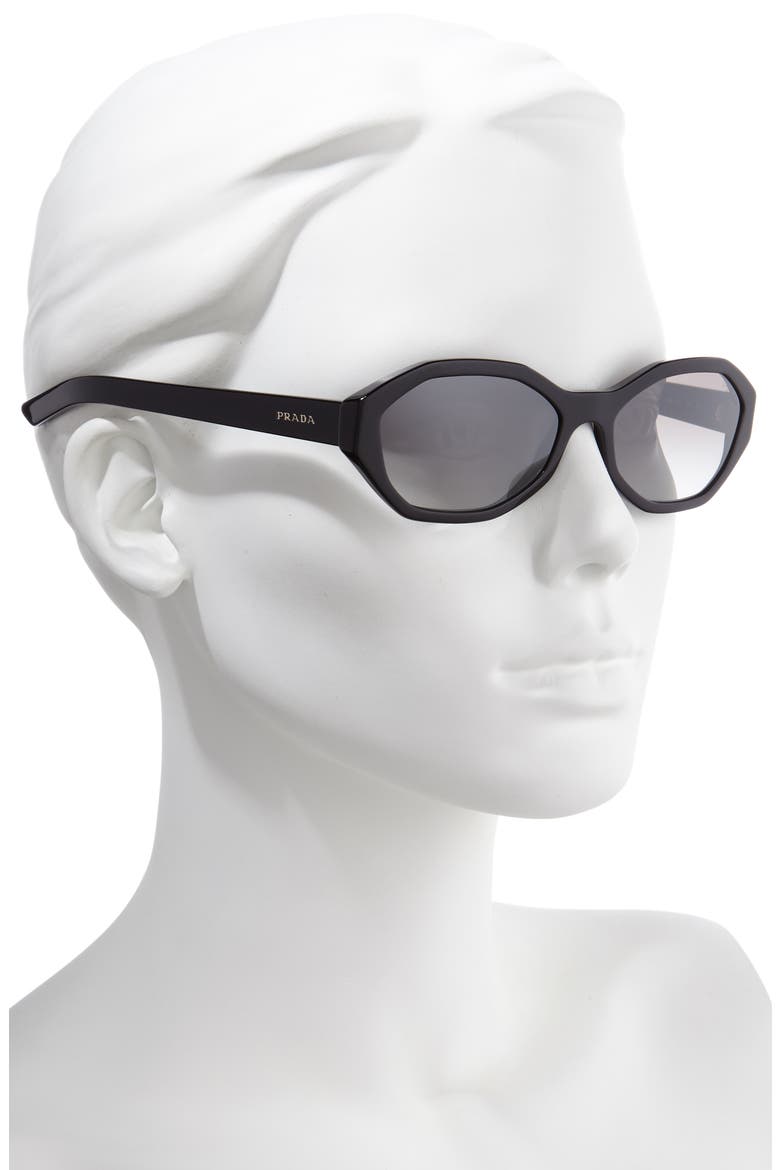 56mm Gradient Geometric Sunglasses, Alternate, color, BLACK/ SILVER GRADIENT MIRROR