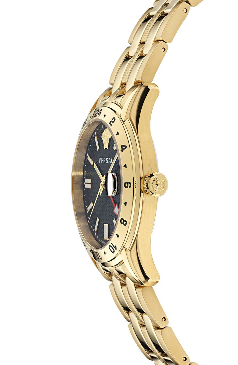 Versace Greca Time Bracelet Watch, 41mm, Alternate, color, Ip Yellow Gold
