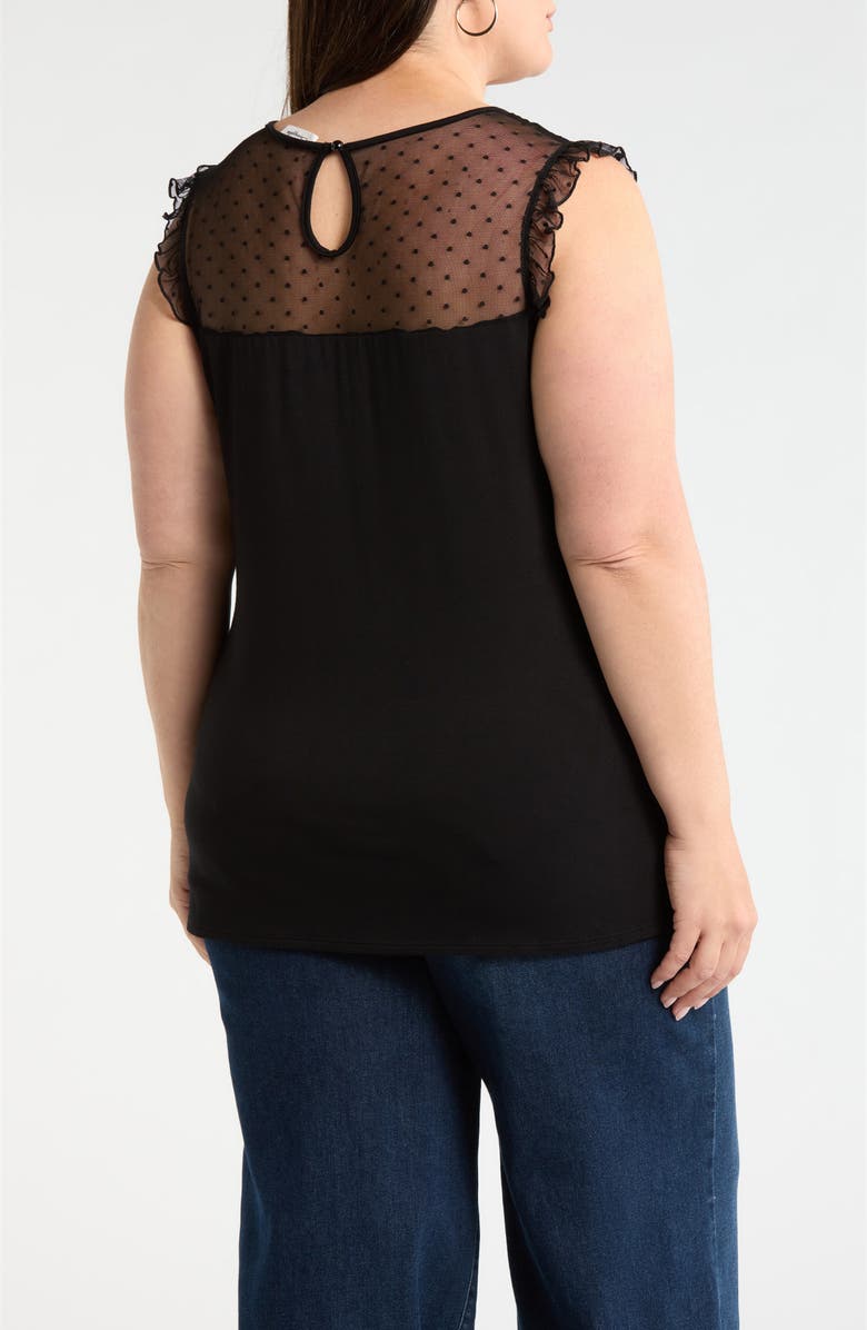 Loveappella Mesh Dot Top, Alternate, color, Black