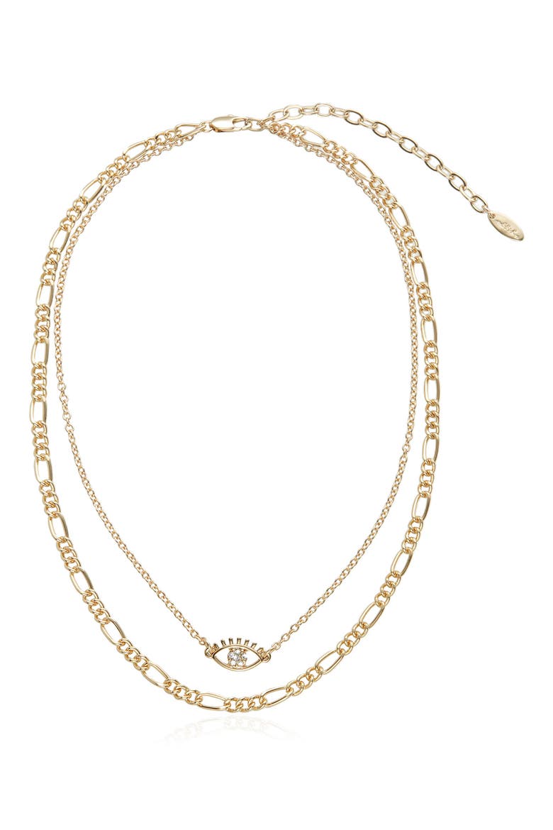 Evil Eye Pendant Layered Chain Necklace, Main, color, GOLD