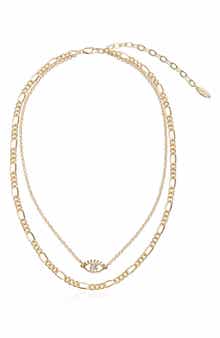 Evil Eye Pendant Layered Chain Necklace