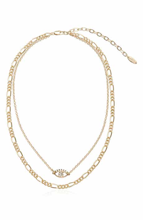 Evil Eye Pendant Layered Chain Necklace