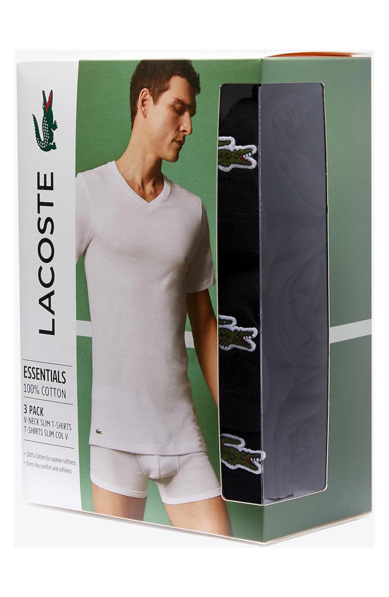 Lacoste 3-Pack Essential V-Neck T-Shirts, Alternate, color,