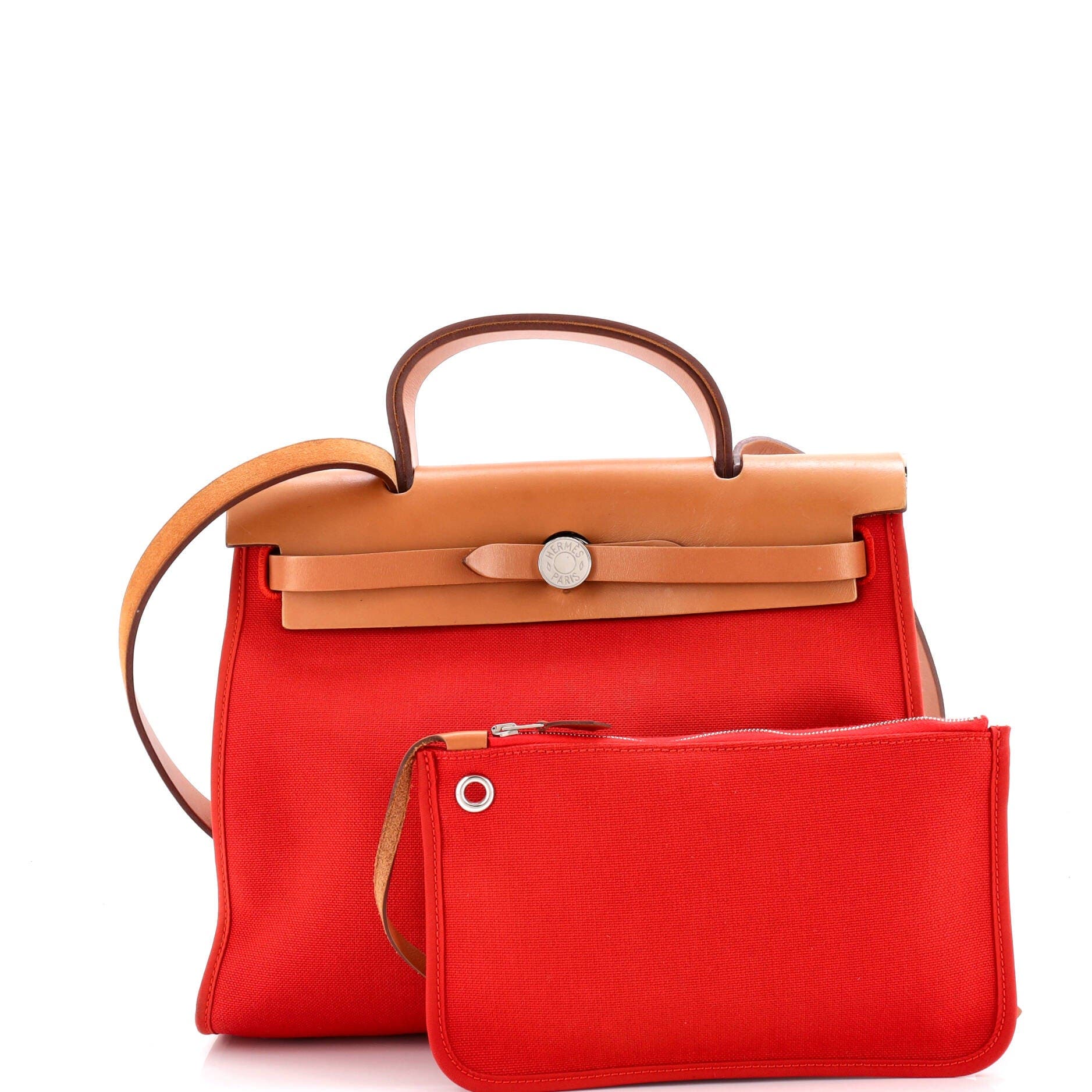 Pre-Owned Hermes Herbag Zip Leather and Toile 31, Alternate, color, 