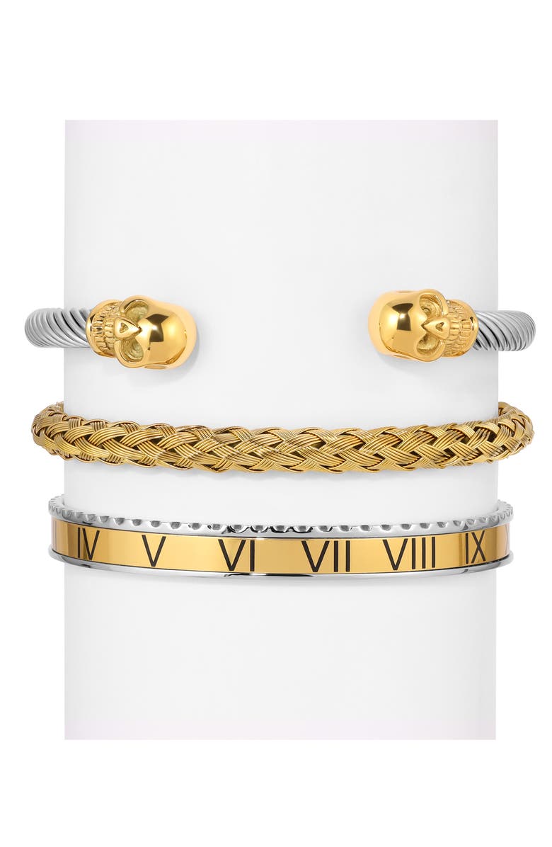 EYE CANDY LOS ANGELES Men's Set of 3 Claude Titanium Two Tone Bracelets, Main, color,