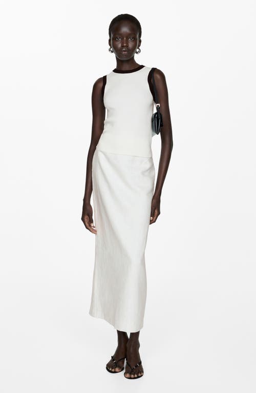Mango Contrast Piping Rib Tank Top In White