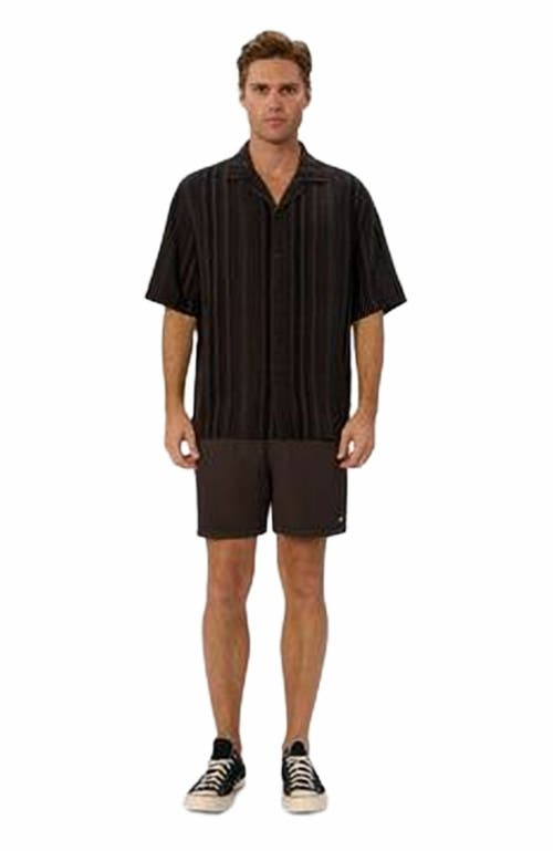 Industrie Australia The Veloro Short Sleeve Linen Shirt In Charcoal Black