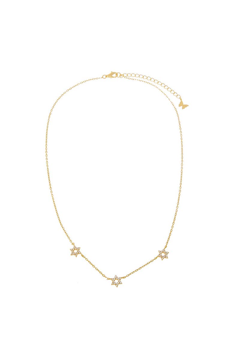 BY ADINA EDEN Pave Triple Star Of David Necklace, Main, color, 