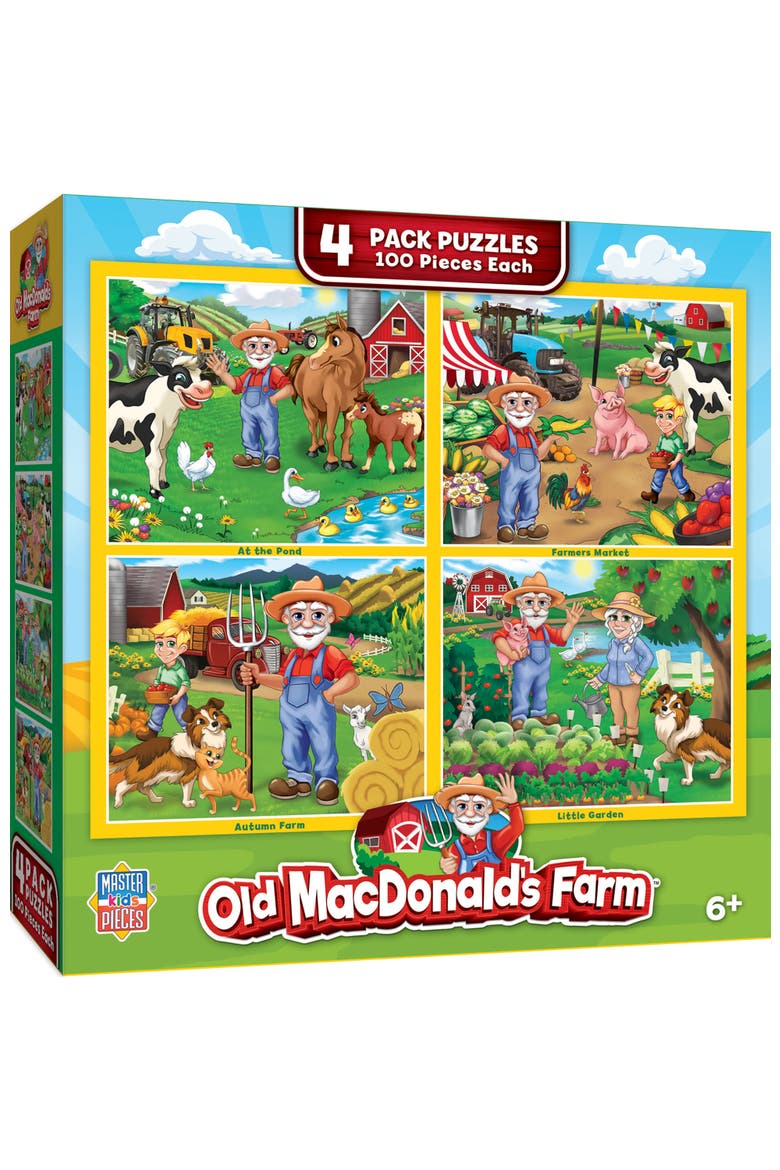 Old MacDonald 100pc Puzzles 4-Pack, Main, color, Multicolor