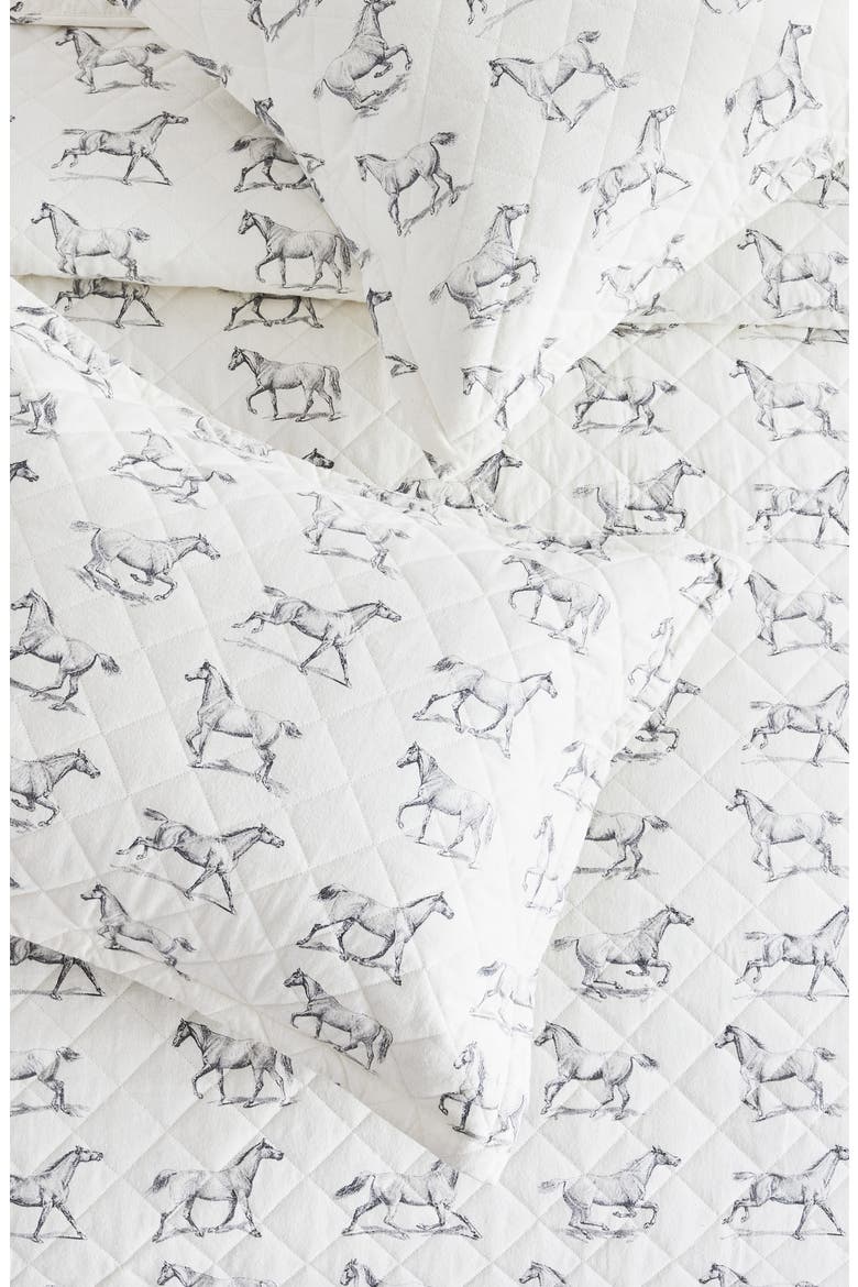 Horse Flannel Quilt & Sham Set, Alternate, color, GREY