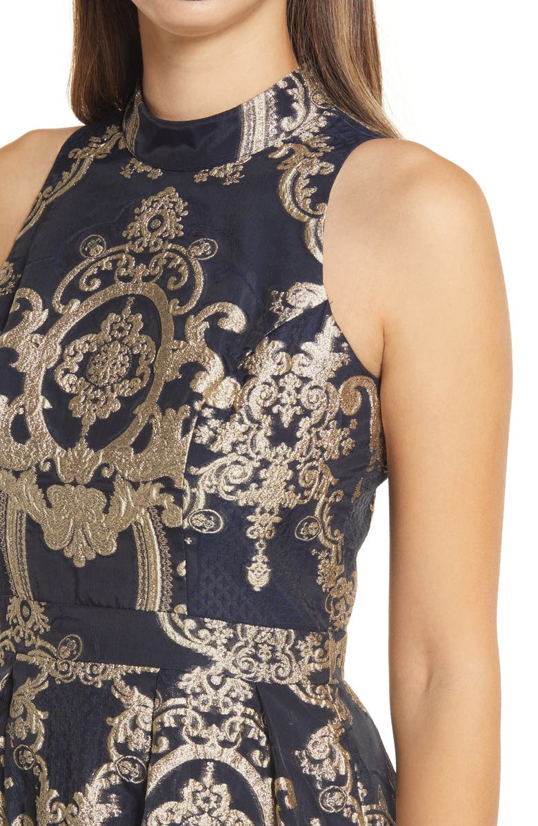 Chi Chi London Jacquard Fit & Flare Cocktail Dress, Alternate, color,