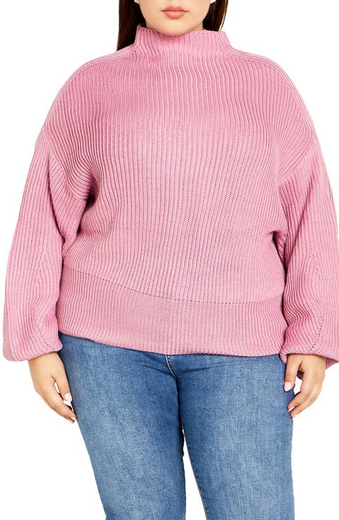 Halo Funnel Neck Rib Sweater (Plus)