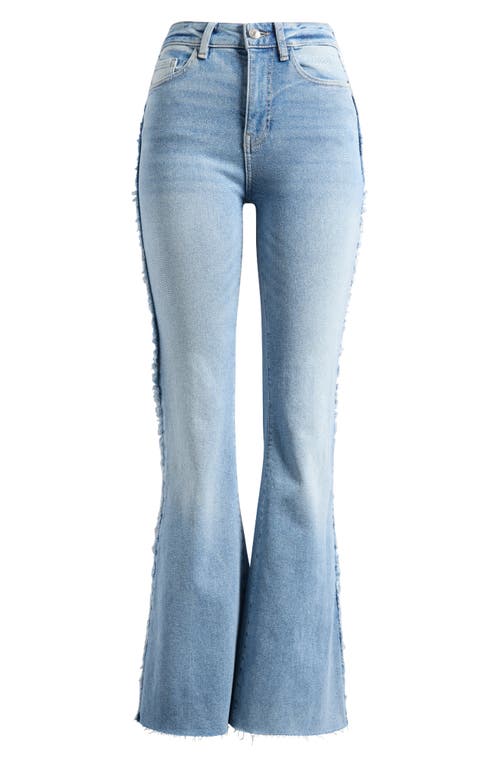 Warp & Weft Warp+weft Mia Fray Seam Raw Hem Flare Leg Jeans In Blue