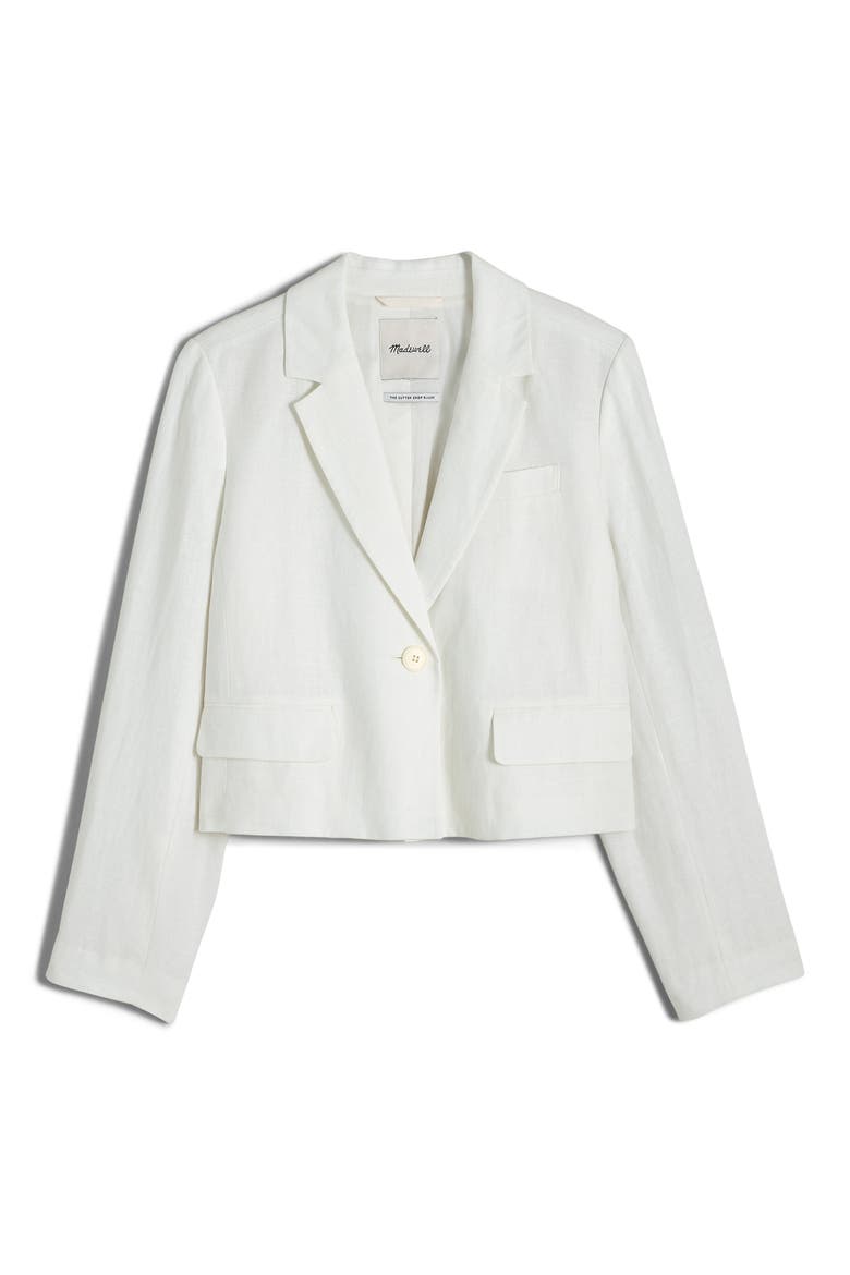 Crop Linen Blazer, Alternate, color, EYELET WHITE