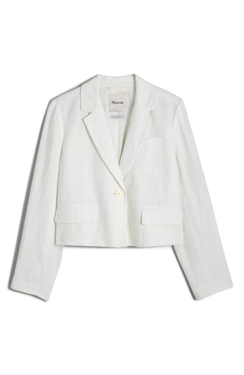 Madewell Crop Linen Blazer, Alternate, color, Eyelet White