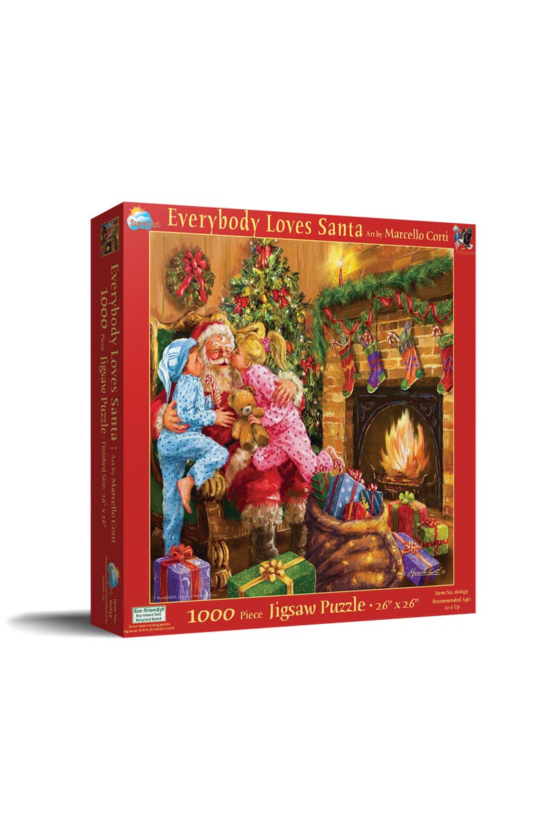 Sunsout Everyone Loves Santa 1000 piece Jigsaw Puzzle for Adults, Main, color, Multicolor
